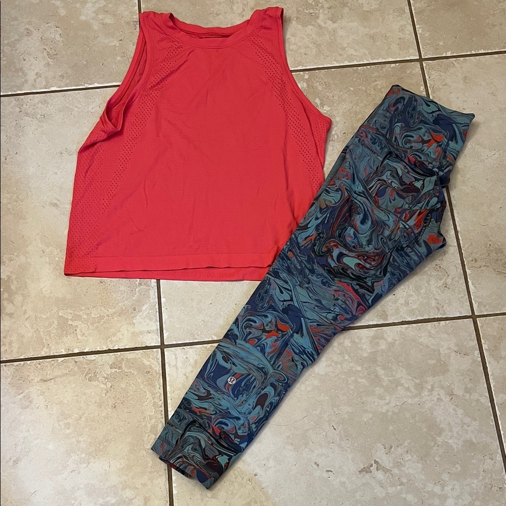 Lululemon tank and wunder under leggings both size 8